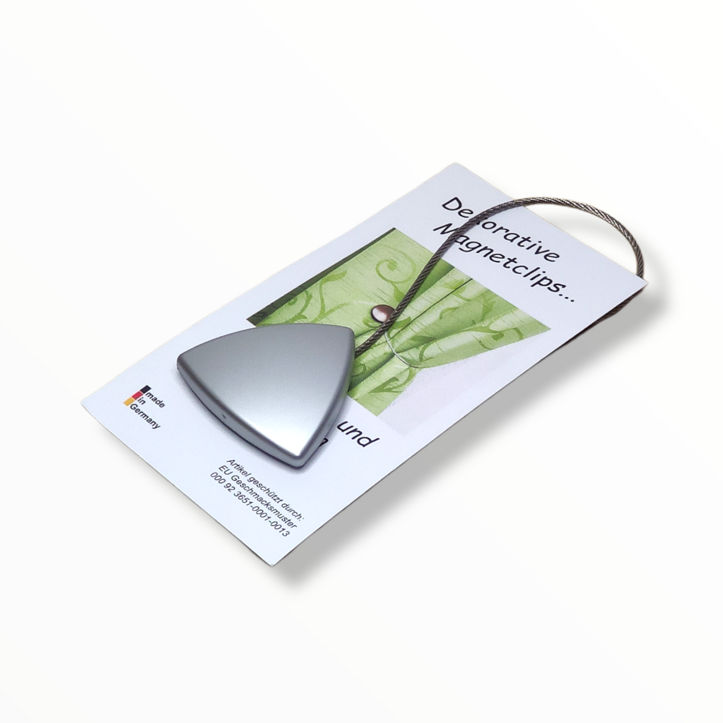 Magnethalter, Magnetclip für Gardinen und Vorhänge, Raffhalter magnetisch, dreieckig, mit Drahtschlaufe