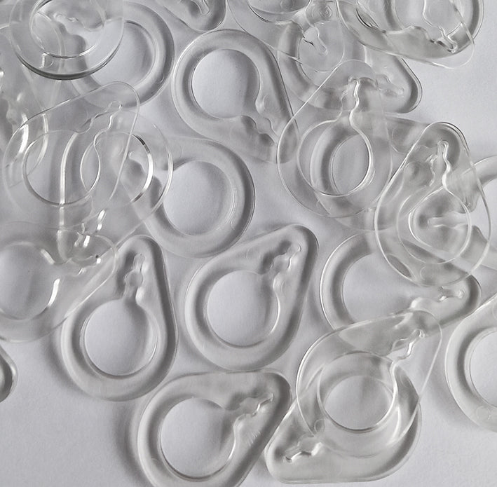 Schnurführung, Schnurösenringe für Raffrollos, Raffgardinen und Raffvorhänge – 100 Stück, transparent