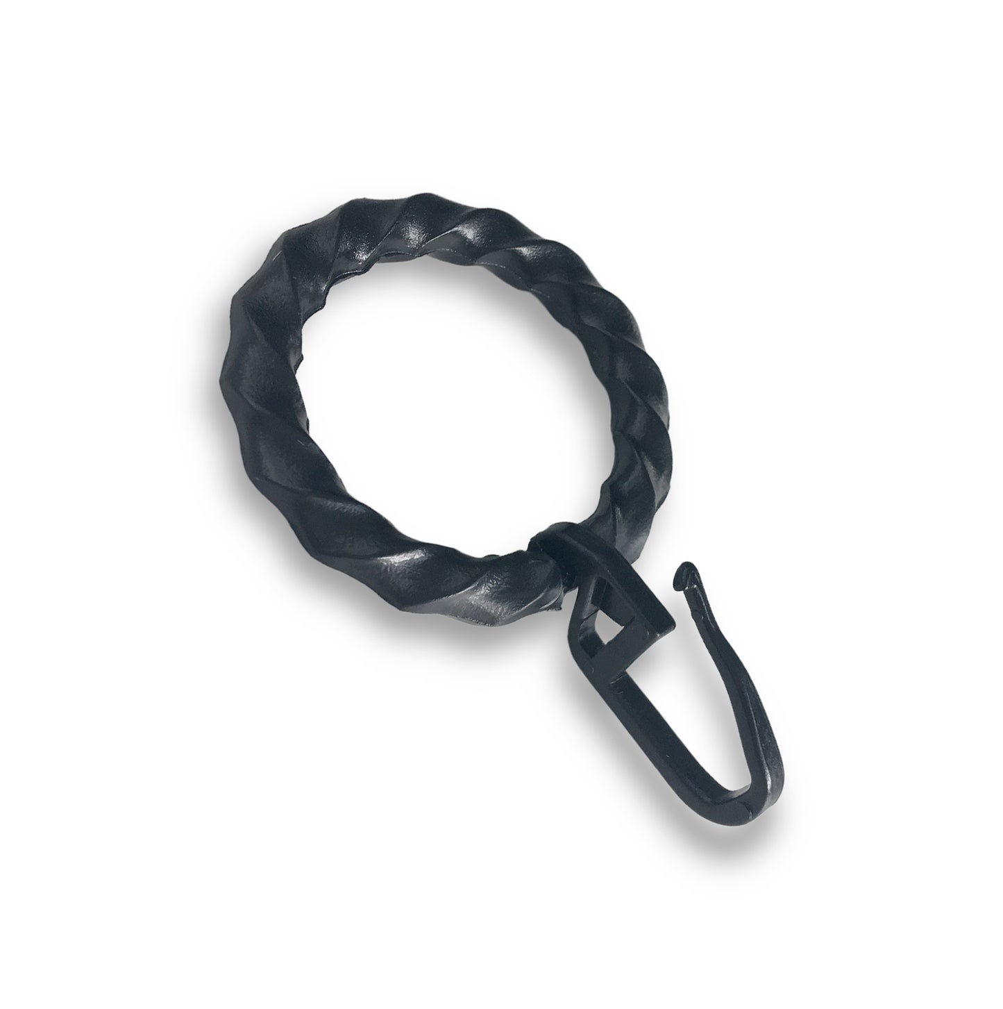 Ring gedrehte Optik, mit Faltenhaken, schwarz, für Schmiedeeisengarnituren