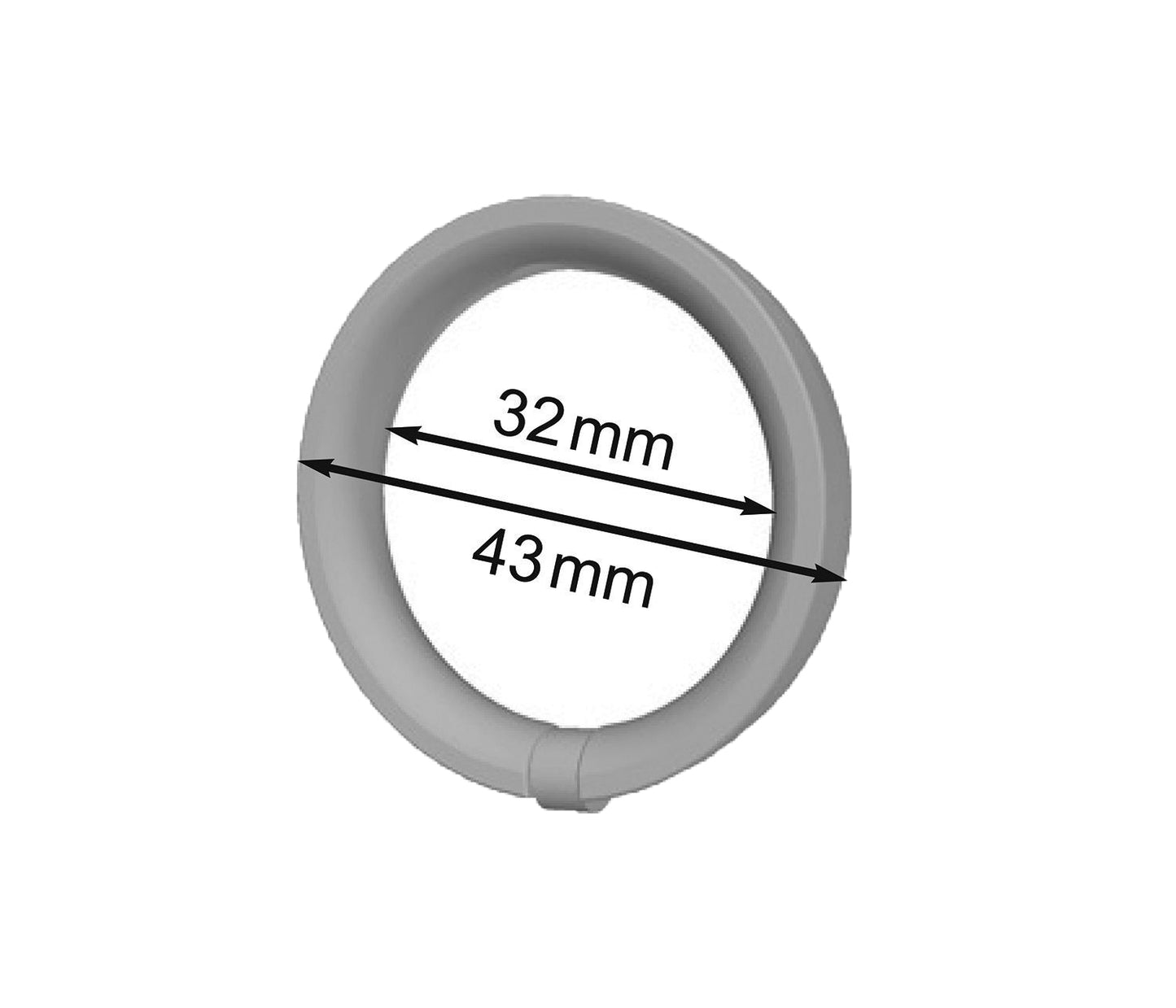 Gardinenring – Vorhangring Ø 32 x 43 mm, Kunststoff, für Gardinenstangen Ø 16 mm bis 20 mm, 10 Stück