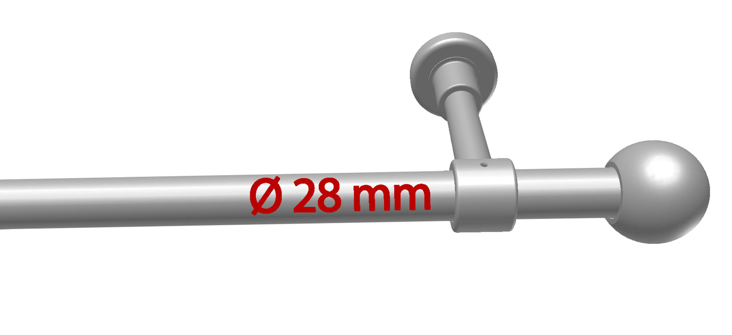 Endstück für Gardinenstangen – Endkappe "Kugel" für Stangen Ø 20 mm oder Ø 28 mm, 2 Stück